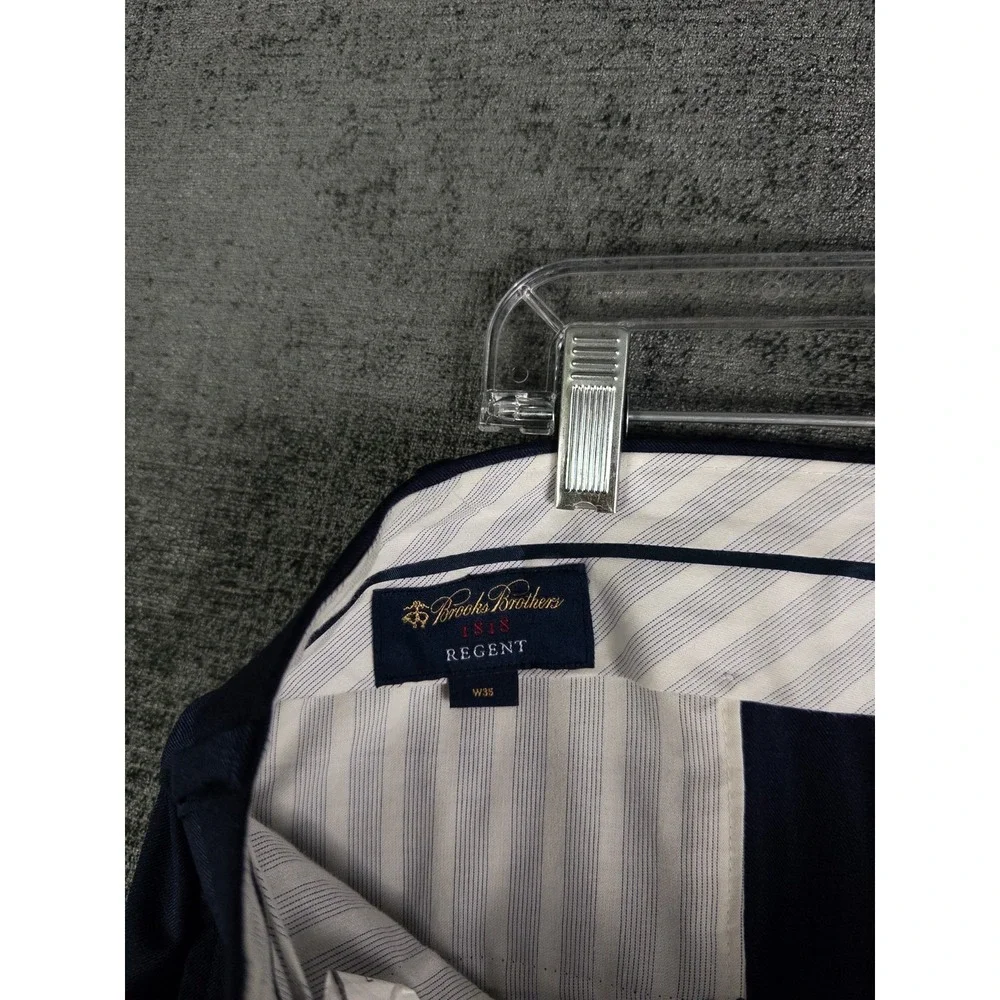 Set of 2 Brooks Brothers 1818 Regent Dress Pants Mens 35‎ Navy Pleated 100% Wool